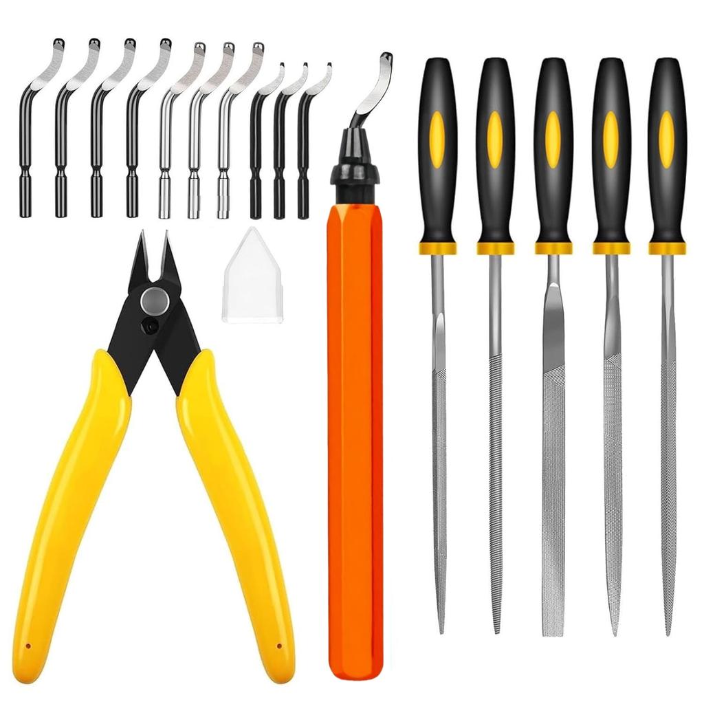 Deburring Tool Set for 3D Printer 11PCS Mix Blades Removing Burr 5PCS Needle File Micro Wire Cutter for 3D Print Plastic Model
