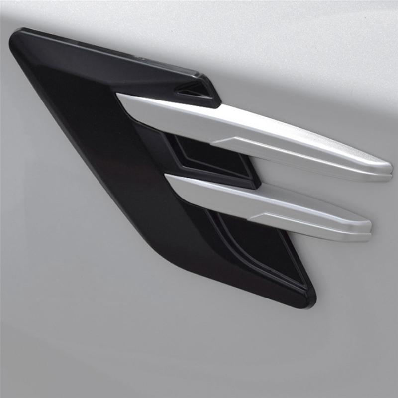 Car Side Air Intake Hood Vent Decoration Car Side Vent Hood Car Personality Modification Exterior Decoration Universal Parts A Black Silver