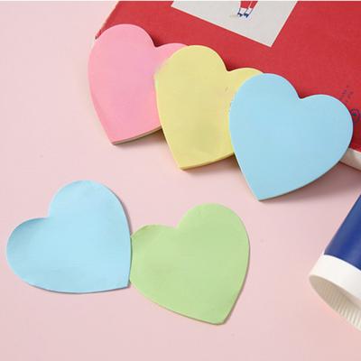 100sheets Cute Solid Color Heart Shape Memo Pad Kawaii Stationery Sticky Note Icebox Wall Self-adhesive Paper Office Accessories