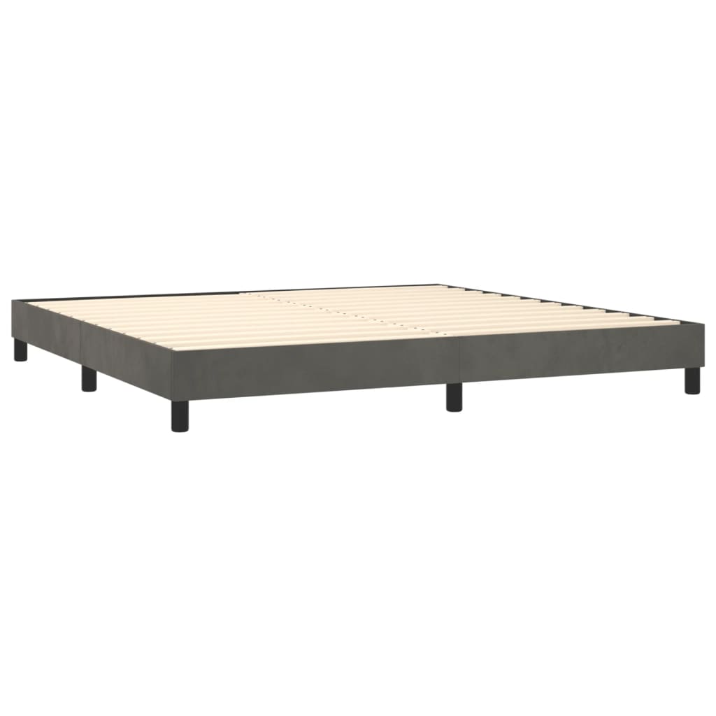 Box Spring Bed with Mattress Dark Gray 200x200 cm Velvet