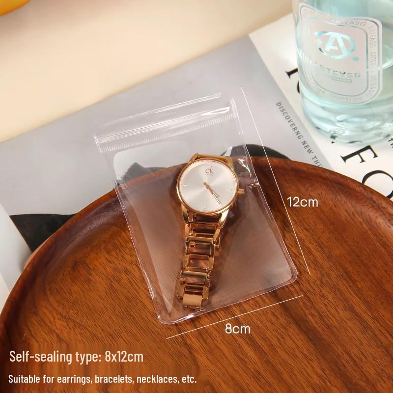 Self-Sealing Transparent PVC Jewelry Storage Bag for Earrings and Bracelets