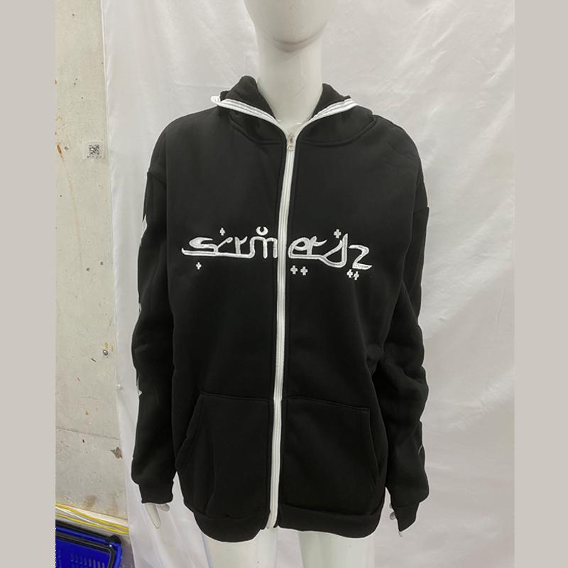 European and American autumn embroidered star print loose men's and women's trendy hoodie