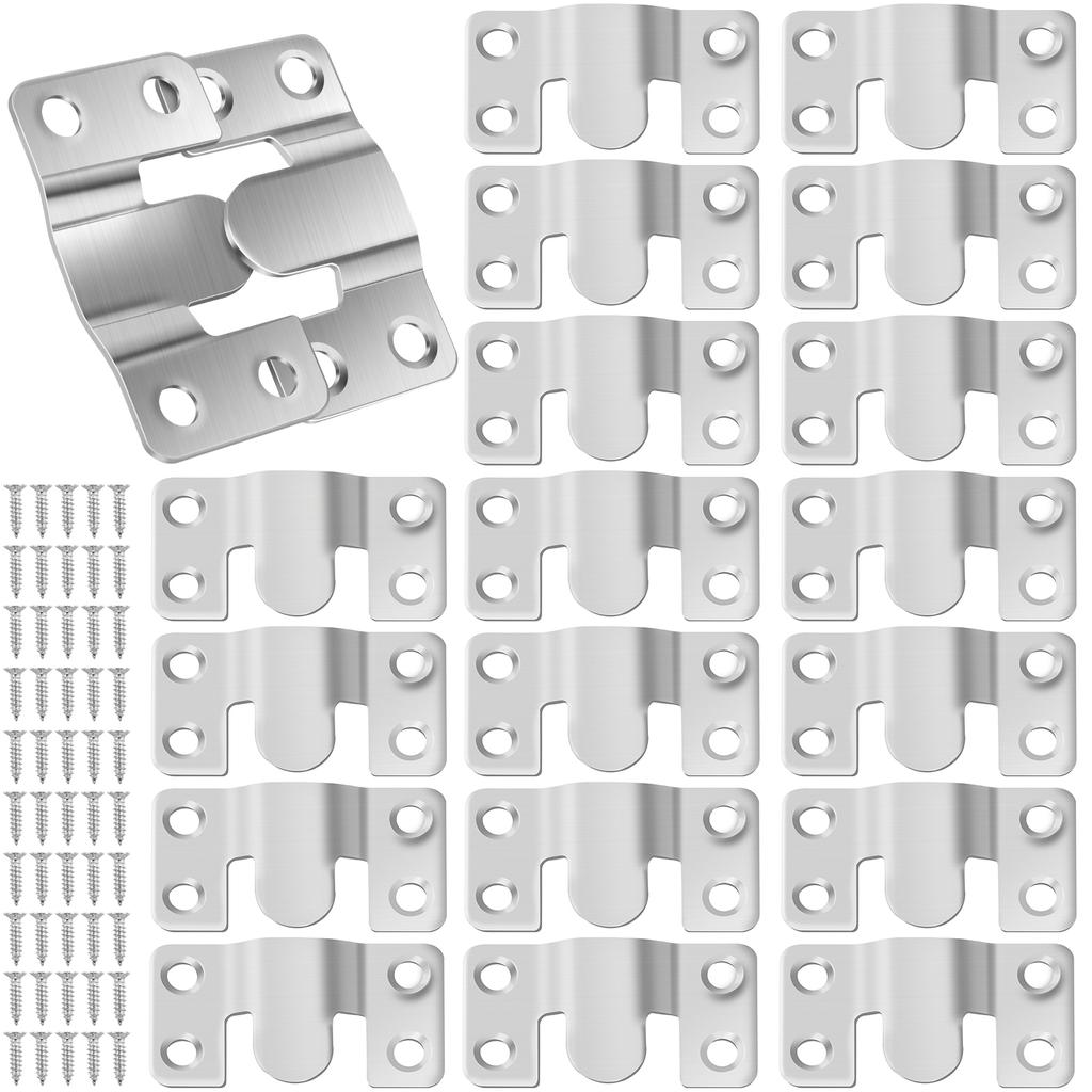 20/30PCS 66lbs Interlock Hanging Buckle Flush Mount Bracket Heavy Duty Picture Frame Hook Display Hooks Stainless Steel