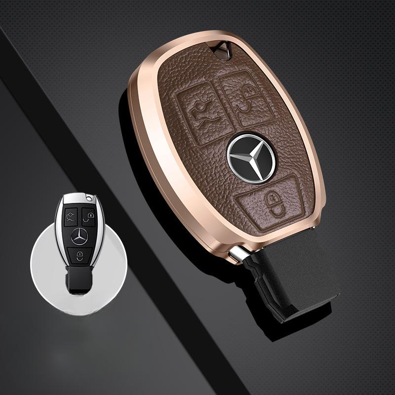 

Кожаный чехол для дистанционного ключа автомобиля из сплава для Mercedes Benz CLA GLC GLA GLK W203 W210 W211 W204 W176 ABCR Class AMG