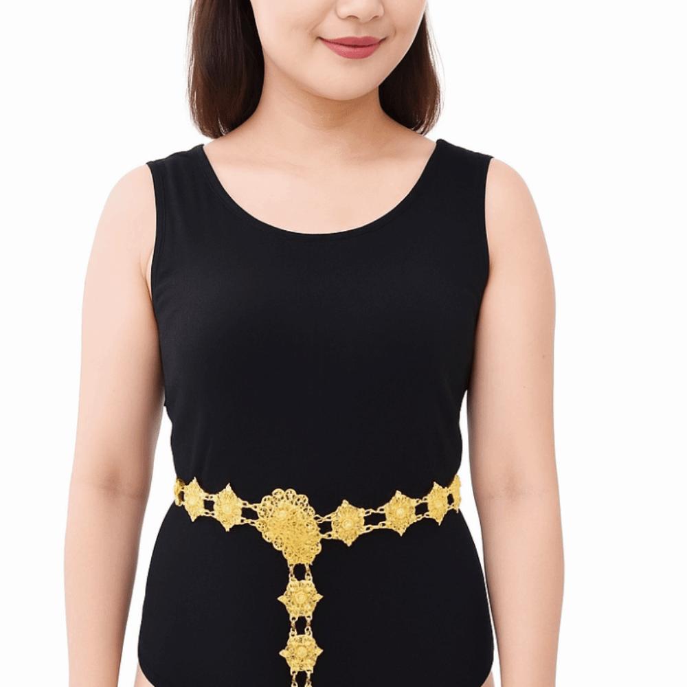 Jewelry Hollow Out Flower Necklace Metal Dance Dress Belt Chains  Party Decoration