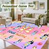 Crystal Velvet Square Rug Custom NameBluey Pattern Non Slip Home Floor Decor Rug