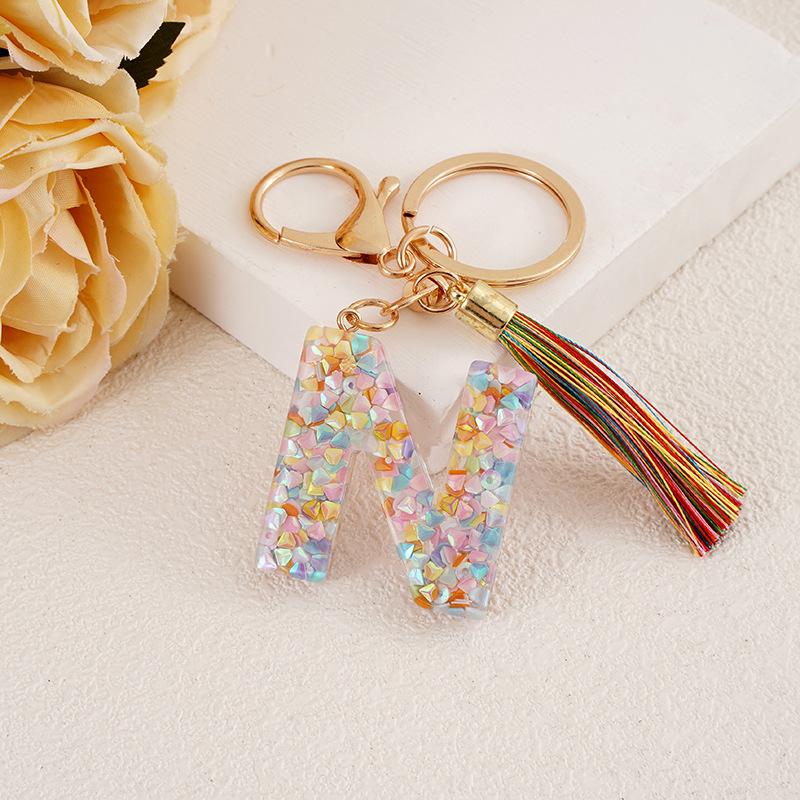 

AZ Initials брелок из смолы с буквами брелок с кисточкой подвеска для женщин сумка подвеска автомобильный держатель ключей аксессуары подарки N