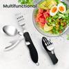 Set di posate portatile pieghevole in acciaio inossidabile resistente alla corrosione: forchetta, cucchiaio, coltello, apribottiglie per picnic, viaggi, uso quotidiano