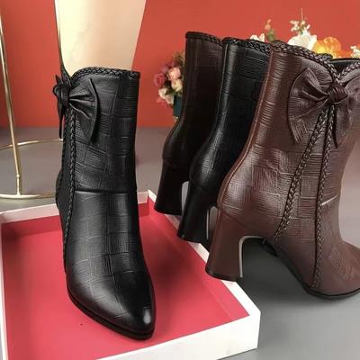 Autumn and Winter Help Casual Fashion Boots Zipper Pointed Fashion Boots Large Size Elderly Mother Boots