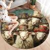 Cute animals with oil painting textureRound Area Rug,Carpet Rug for Living Room Bedroom Sofa Playroom Decor,Non-slip Floor Mat