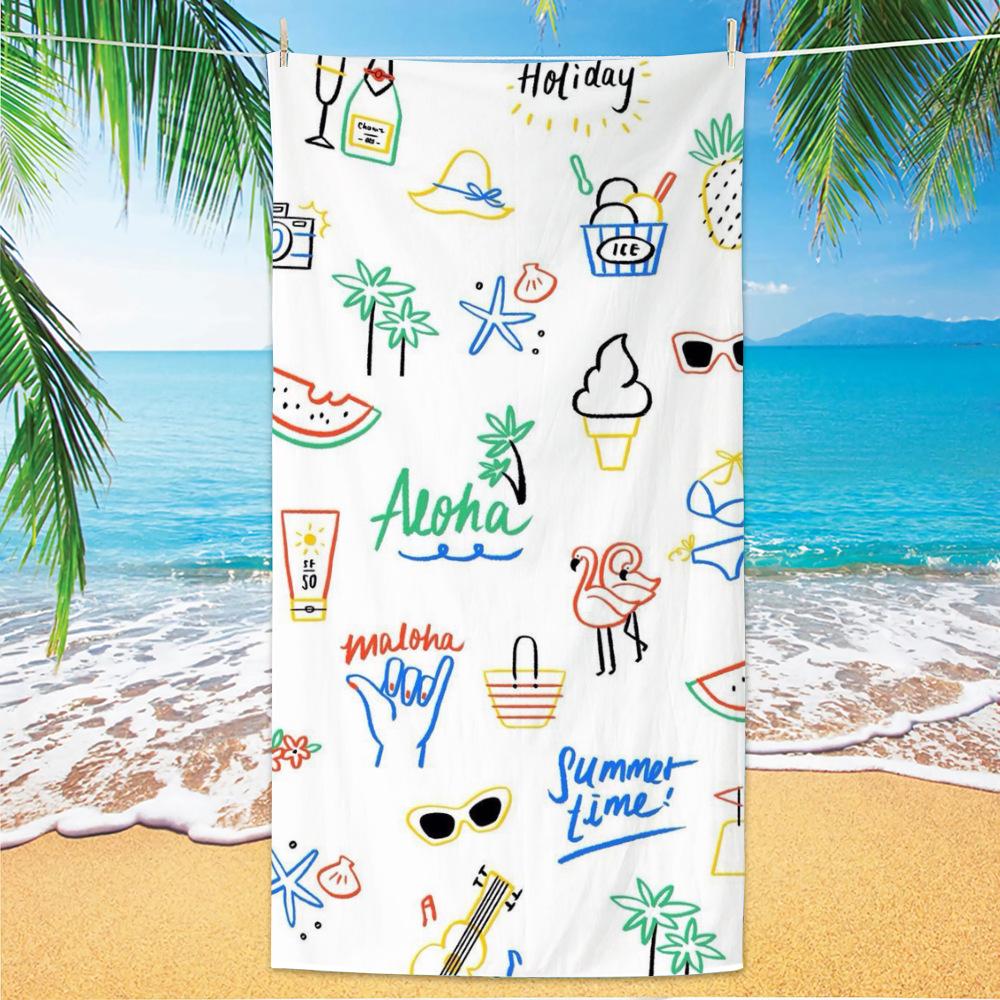 Ultra Fine Fiber Beach Towels, Beach Swimming Speed Drying Velvet Bath Towels, Printed Fashionable Bath Towels Towels Face Towel