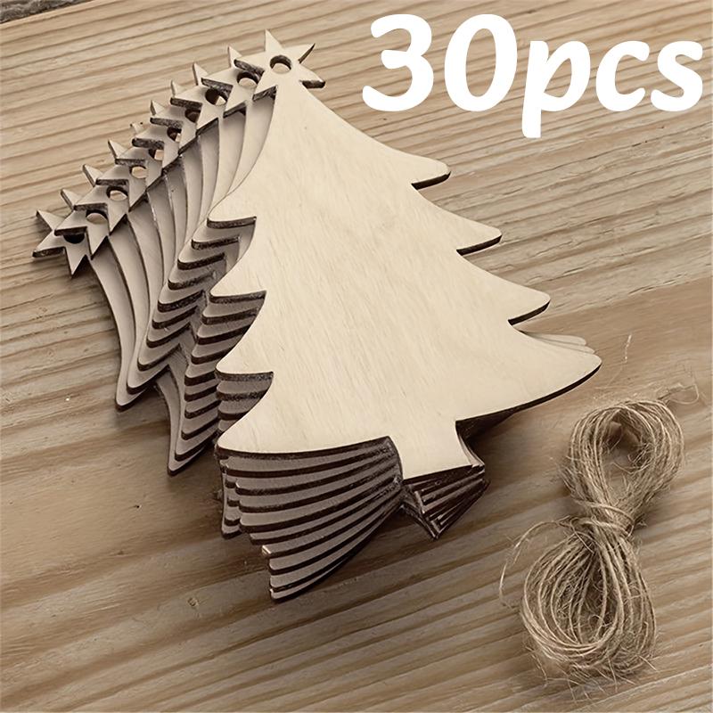10-30PC Christmas Tree Shaped Wooden Pendant Creative Christmas Elk Wooden Ornaments New Year Party Festival Navidad Decor Gift