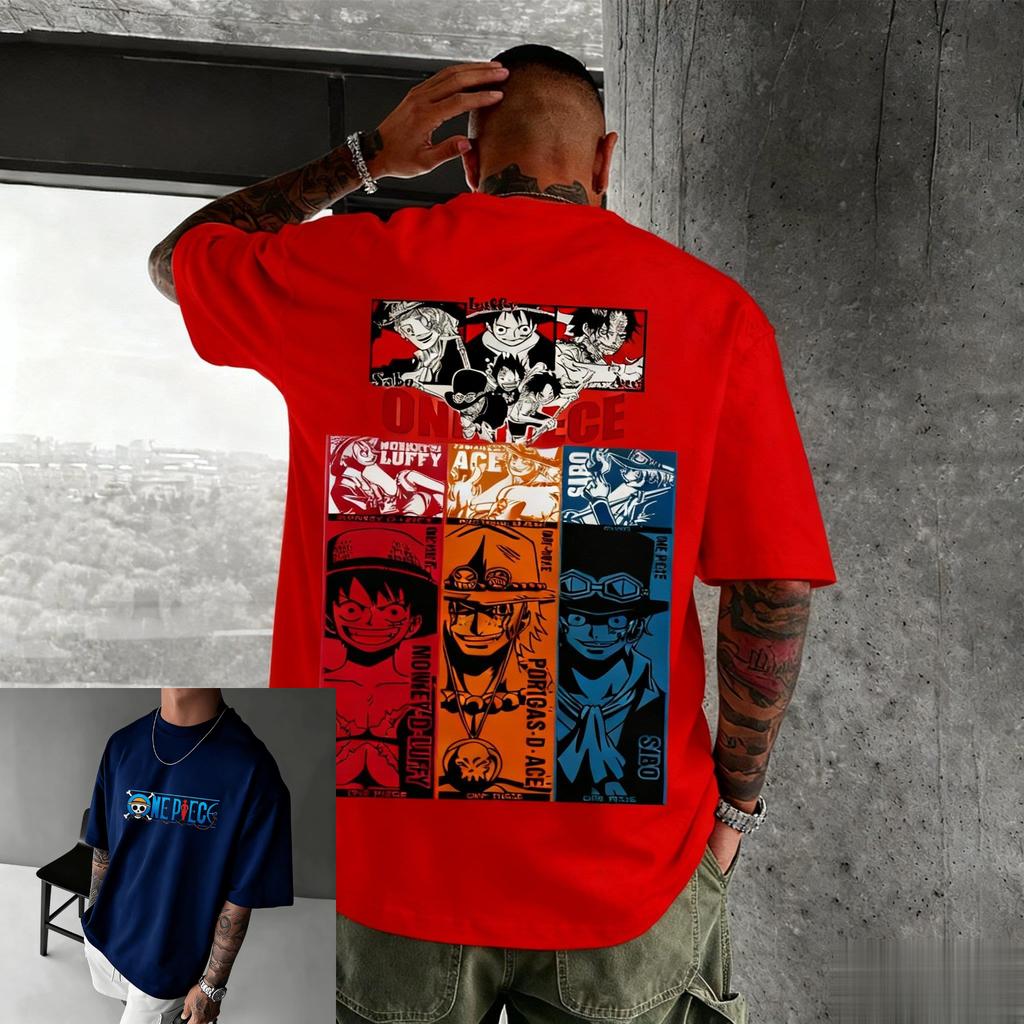 T-shirt Graphique One Piece Oversize Anime Hommes Femmes Manches Courtes T-shirt Imprimé Cartoon Luffy Zoro Nami Chopper Été Décontracté Y2k Top