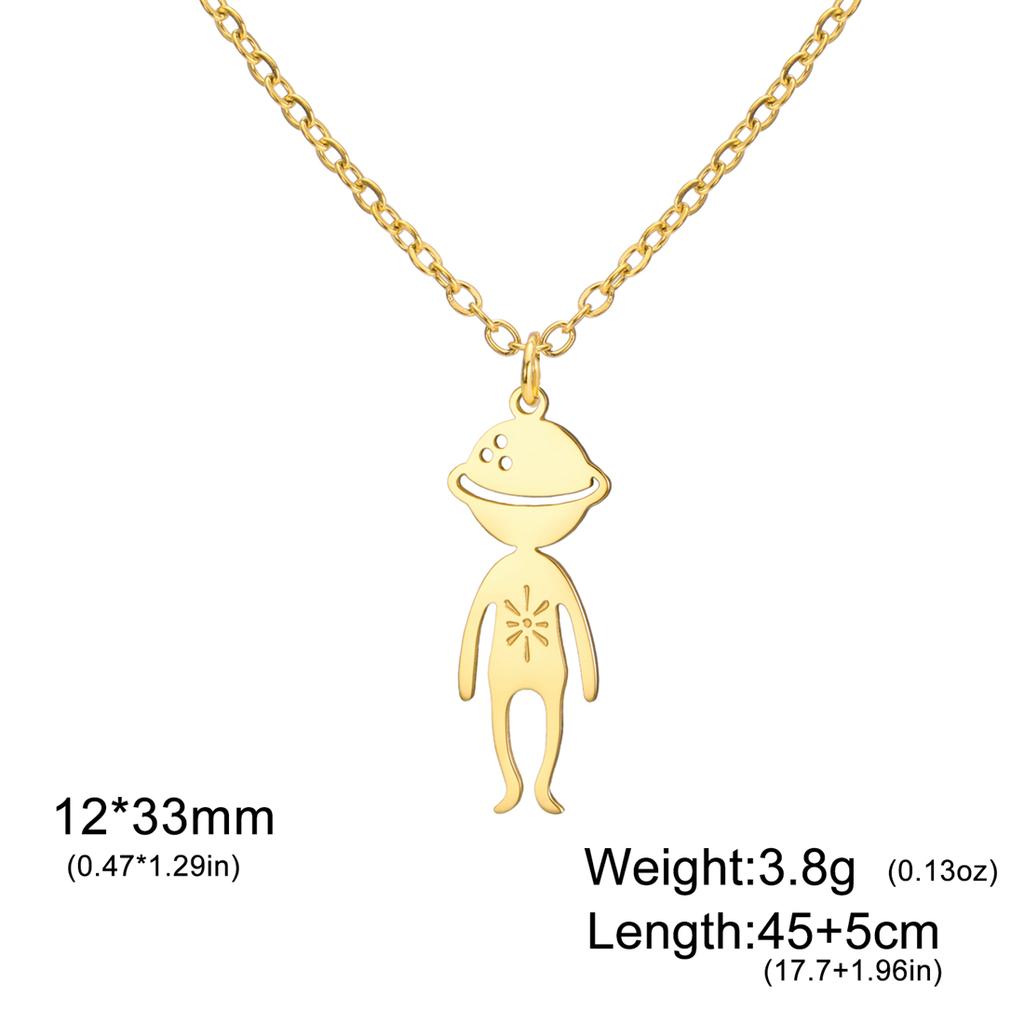  Spiral Moon Star Planet People Necklace for Children Fashion Fun Space Enthusiasts Pendant Necklaces Party Jewelry Gifts