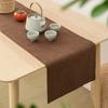 HAPPY SINGU RABO Table Runner [Japanese, Western, Nordic Style] Plain Linen Table Center Bridge Runner, Simple Wide Tablecloth (32x160cm, Brown)