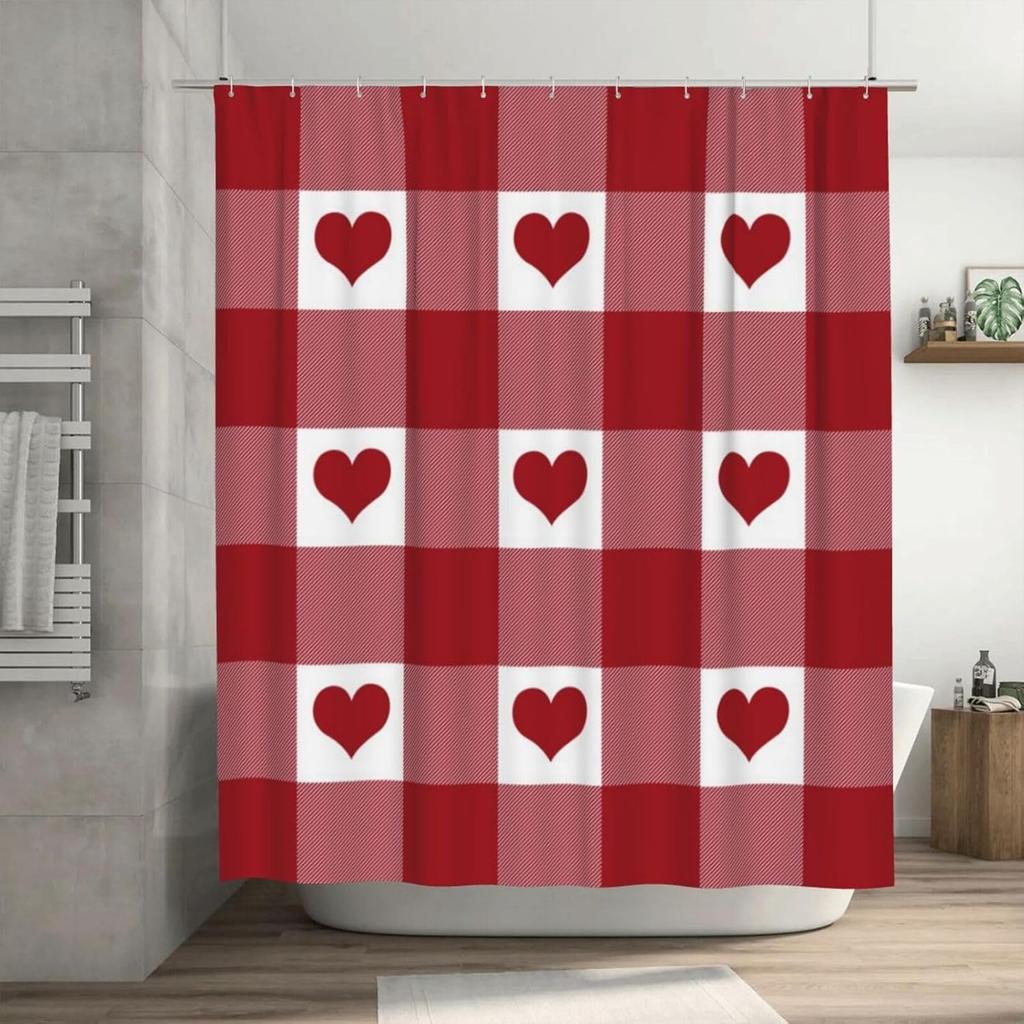 Valentines Shower Curtain Bathroom Love Farmhouse Holiday Bathroom Decor 72x72 Inches with 12 Hooks