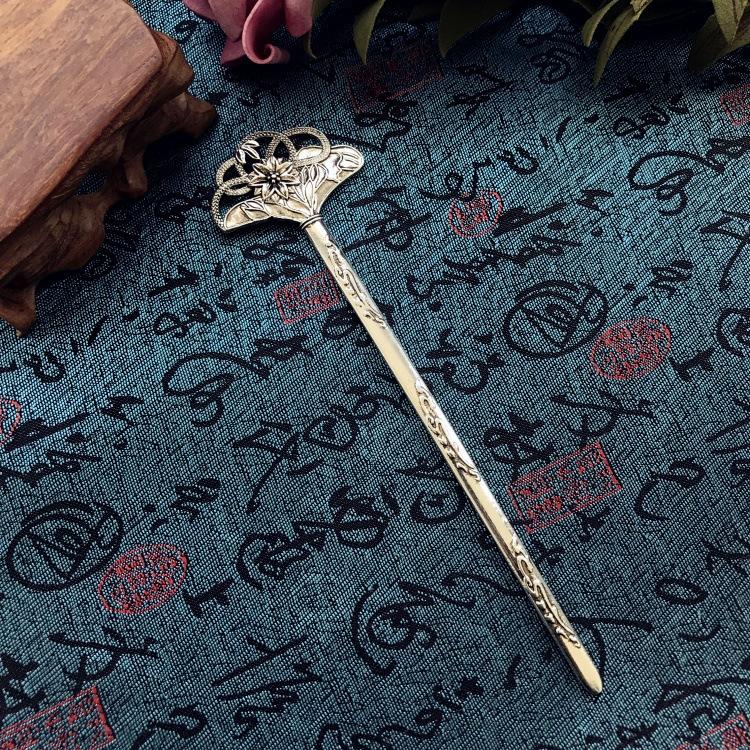 Retro ethnic style Miao silver hairpin antique bookmark female flower hairpin simple classical versatile disc hair hairpin hair accessories