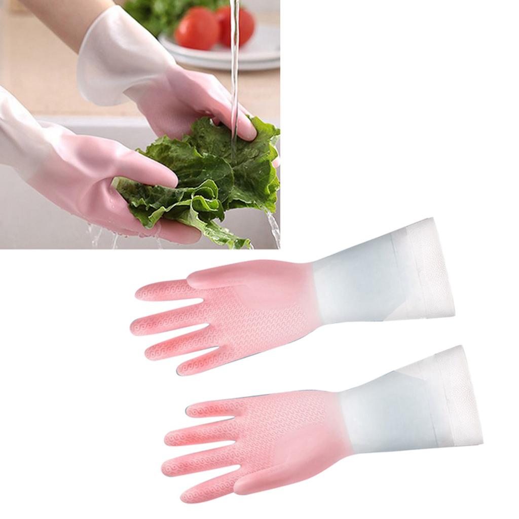 Küchenspülhandschuhe Wasserdicht Latex Multifunktionale Haushaltsreinigungshandschuhe Rosa S