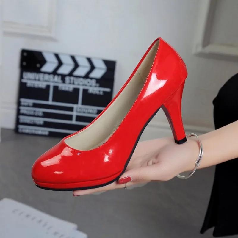 Fashion 2024 New Pumps Women Shoes Style High Heels Shallow Ladies Platform Shoes Square Heels Women Office Party Round Toe Black Shoes
