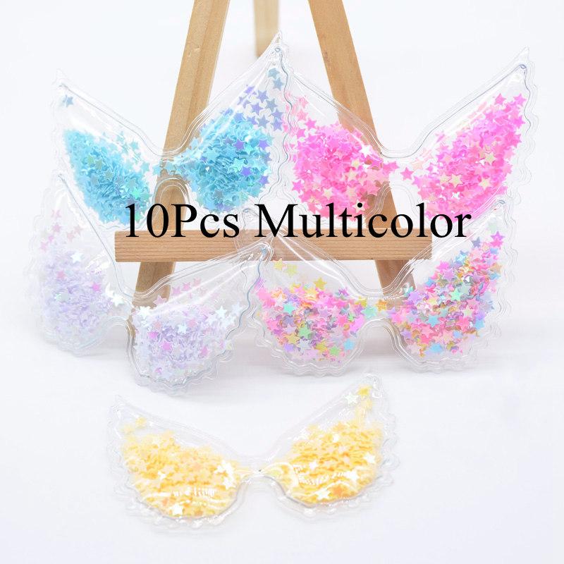 

10 шт., 72 мм, кавайные крылья ангела, прозрачные ПВХ-наполнители, блестки, аппликация, сделай сам, поделки, плоская задняя часть, орнамент для скрапбукинга, аксессуары разноцветный