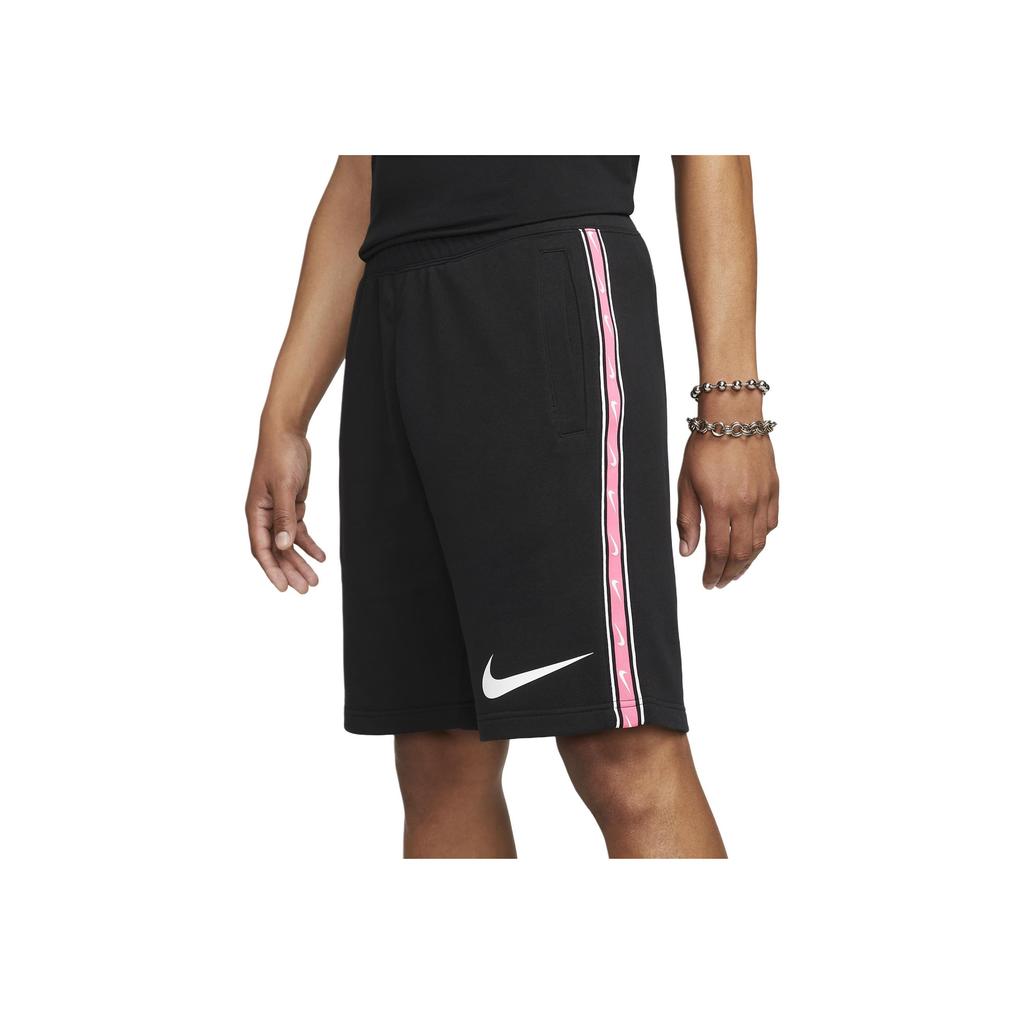 Nike Pantalones cortos para hombre con raya lateral del logo, cintura alta y cordón ajustable, negro FJ5317-010