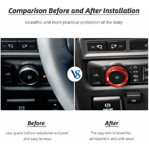 Air Conditioner /Headlight /Radio Switch Knob Ring Cover for Ford F150 + Red