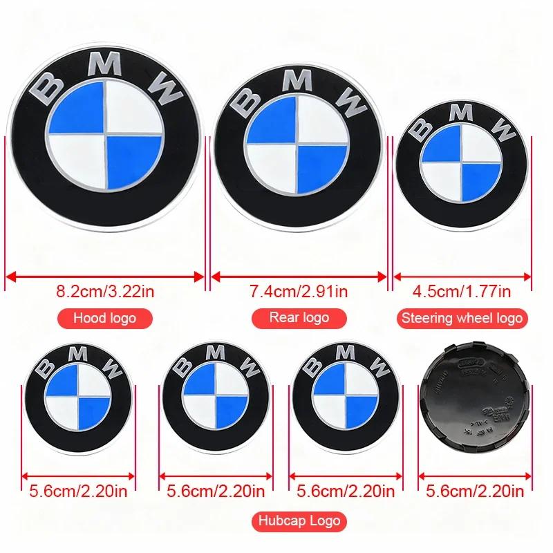 7Pcs For BMW F82 G20 X5E53 F15 E63 X5E70 G16 E12 G21 G22 X3F25 front and rear car logos hub center cover steering wheel sticker