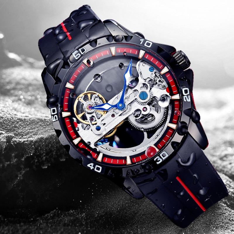 AILANG New Watch Automatic Mechanical Watch Hollow Men's Watch Silicone Tape Watch