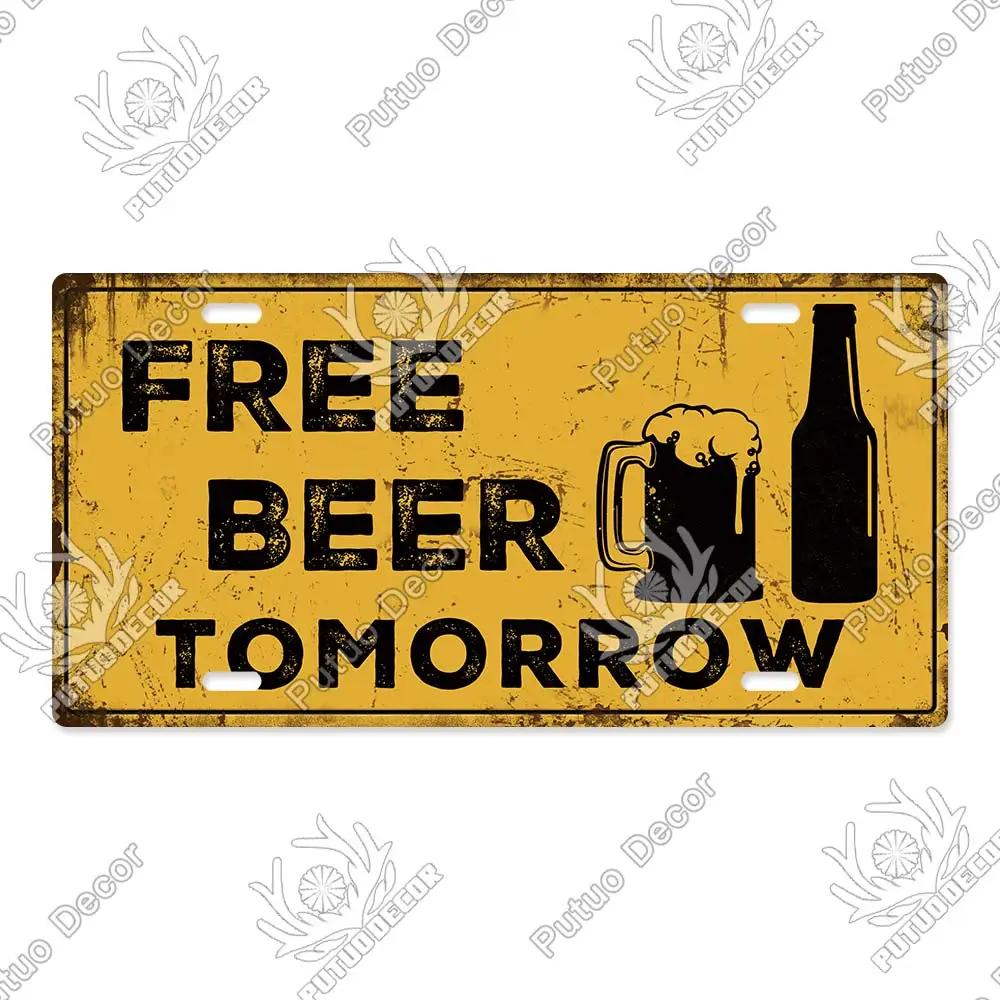 Putuo Decor Bier Metallschild Blechschild Plakette Metall Vintage Nummernschild Dekoration für Bar Pub Man Cave Wohnzimmer Wanddeko