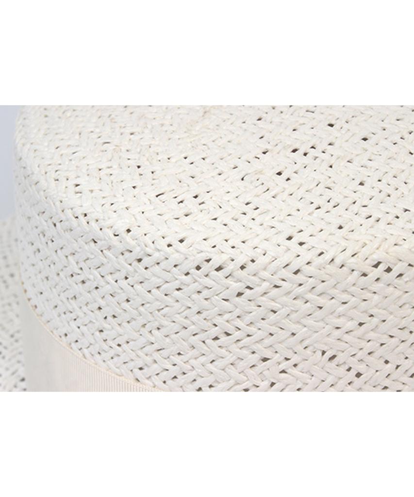 Ivory Line White Short Panama Hat