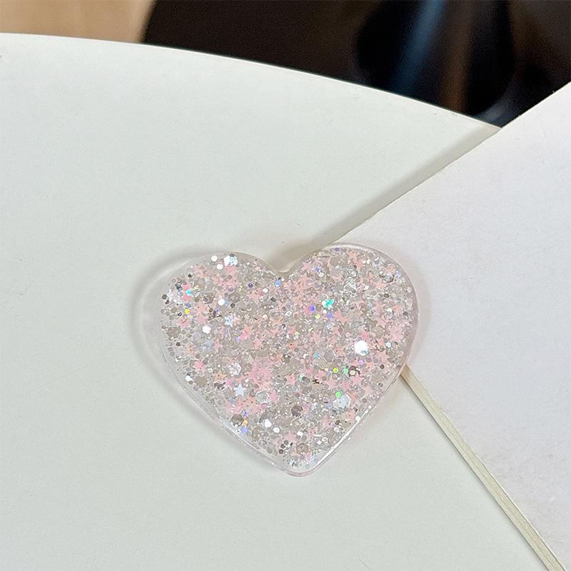 Korean Rhinestone Heart Shape Phone Holder with Magnetic Glitter Finger Ring