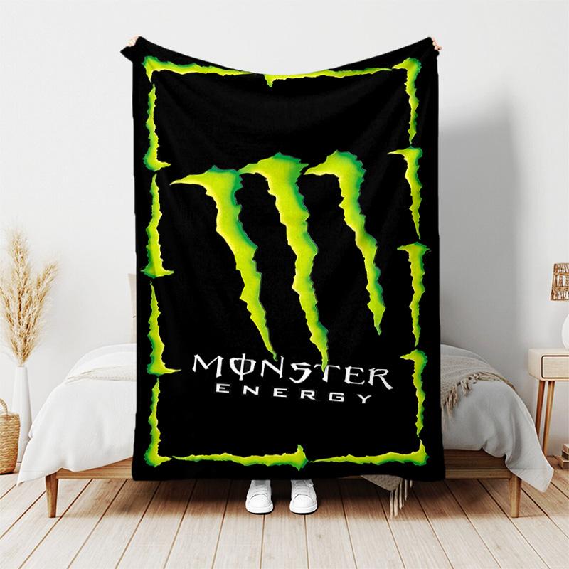 1pc Blanket - Monster Energy LOGO Print Design, Lightweight Blanket for Sofa, Bed- Soft &Warm, Gift for All Seasons
