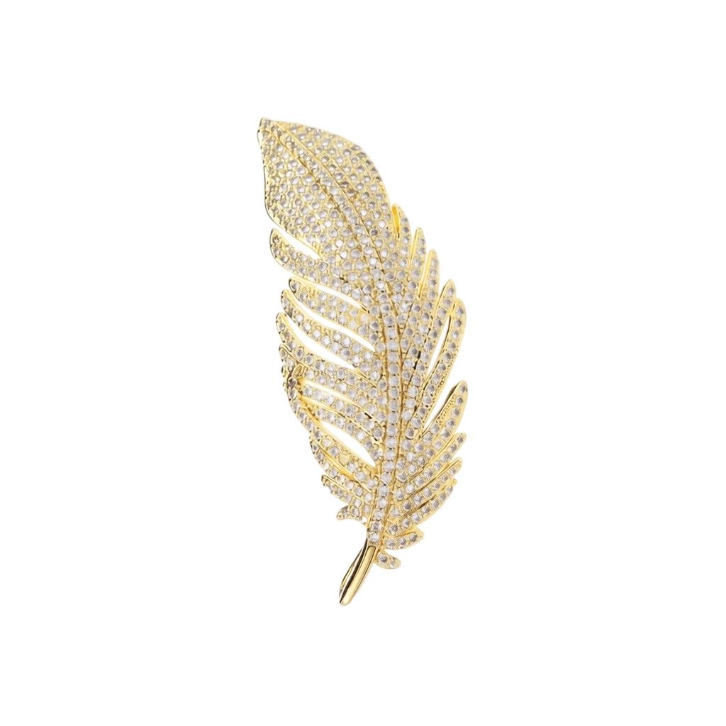 Zircon Feather Brooch Elegant Design Minimalist Style Fashion Accessory for Men and Women Suitable for Formal and Casual Wear