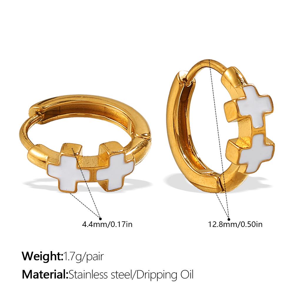 Women's Starburst Diamond-set Titanium Steel Hoop Earrings - Elegant Light Luxury Design