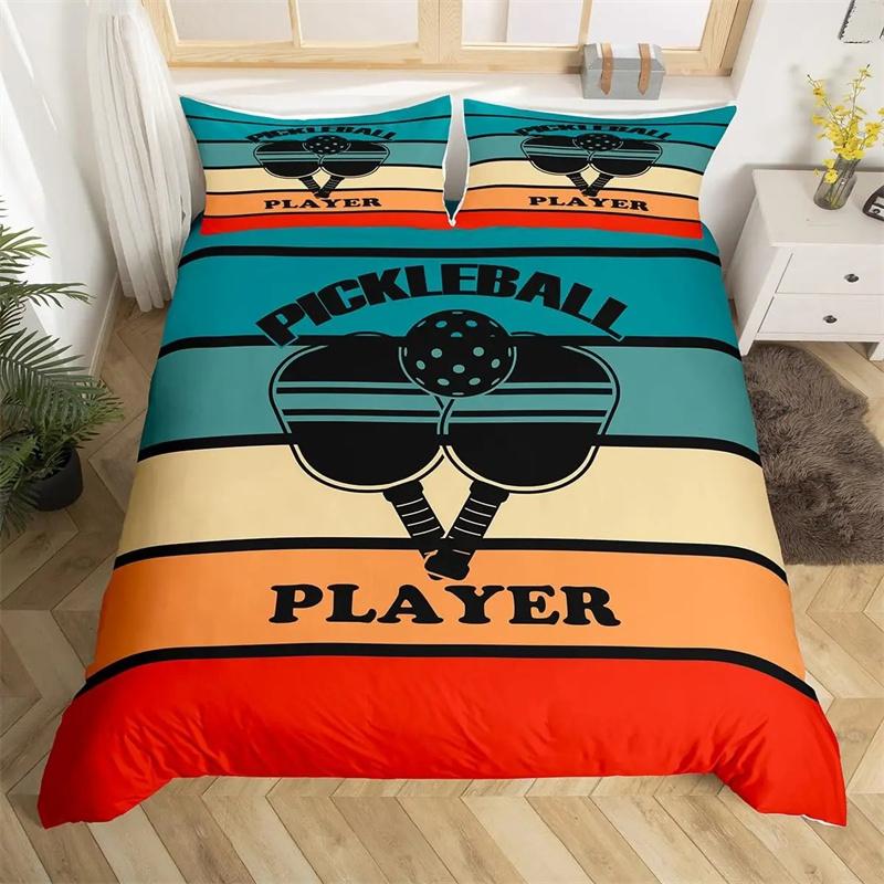 Sports Badminton Duvet Cover Fluorescent Green Pink Badminton Racket Bedding Set Sports Game Comforter Cover Fashion Quilt Cover