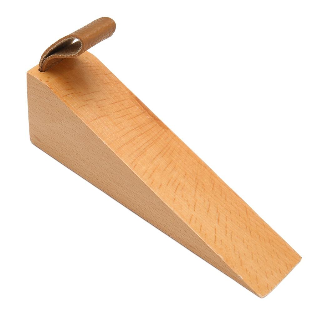 6pcs Compact Design Wooden Door Stopper Leather Strap Security Door Wedge  Apartment Use