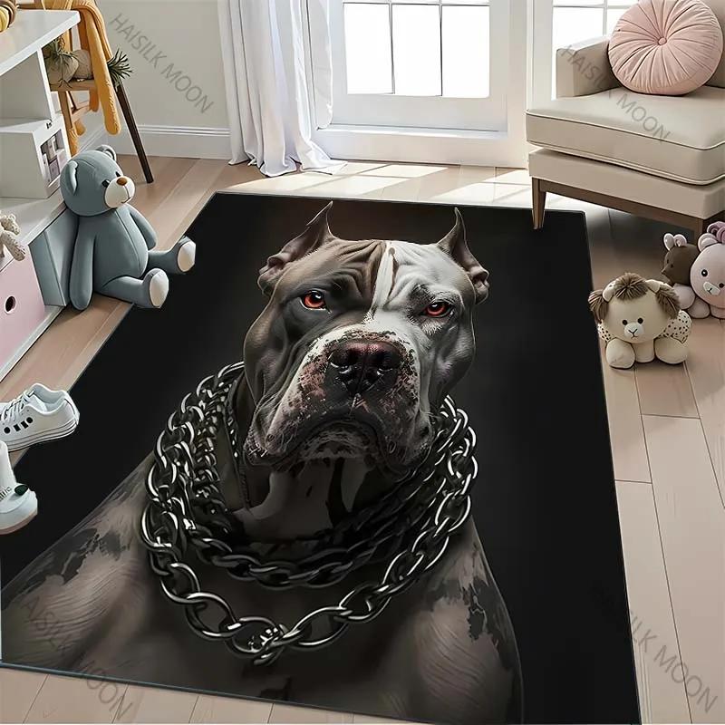 Bulldog Big Chain Printed Carpet for Living Room Rugged, Indoor Carpet for Bedroom Dining Room, Office Large Mat Machine Wash