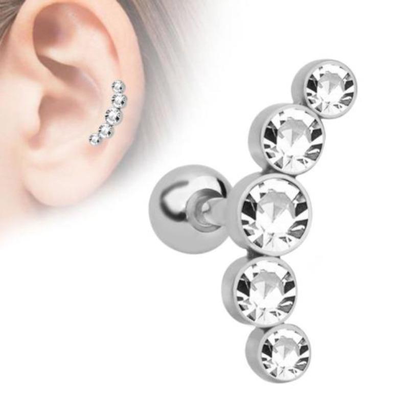 1 τμχ Γυναικεία Rhinestone Cartilage Helix Tragus Ear Stud Earring Piercing Jewelry