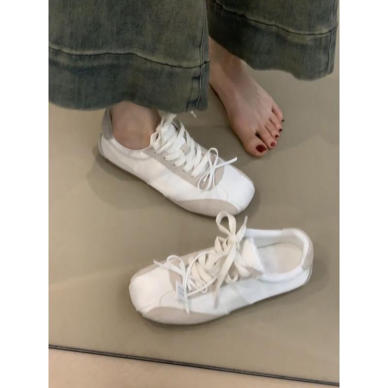 Cowhide Version~ Girl Bow Women's Lace-up Ballet Style Casual Sports Shoes Versatile