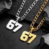 Letter Pendant Punk Tag Necklace Tag Pendant Neck Chain Fashion 67 Necklace  for Men Women