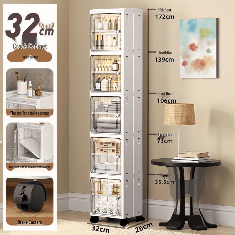 Large Capacity Floor-Standing Dustproof Gap Storage Cabinet for Bathroom