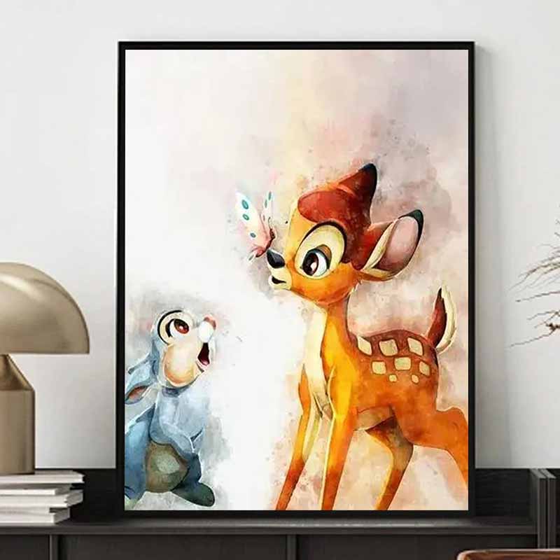 Disney Diamond Painting Bambi Watercolor Illustration 5D Diamond Painting Art Embroidery Cross Stitch Room Decoration