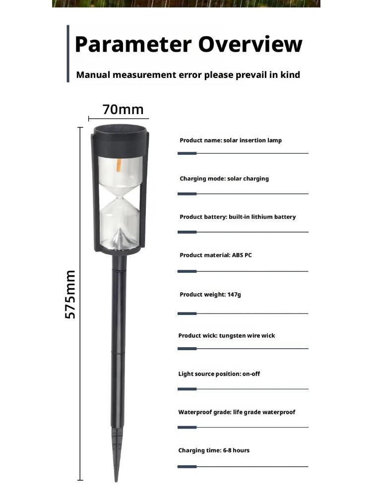 Solar Hourglass Light Outdoor Waterproof Garden Night Light Courtyard Decoration Grounded Landscape Light
