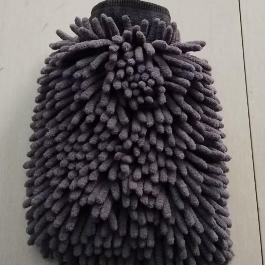 

Chenille Car Wash Gloves: Soft, Long-Pile, Double-Sided Towels for Gentle, Effective Cleaning. 95g серый