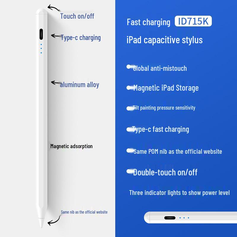Magnetic Apple Pencil Replacement - Bluetooth Capacitive Stylus for iPad with Anti-Mistouch Feature