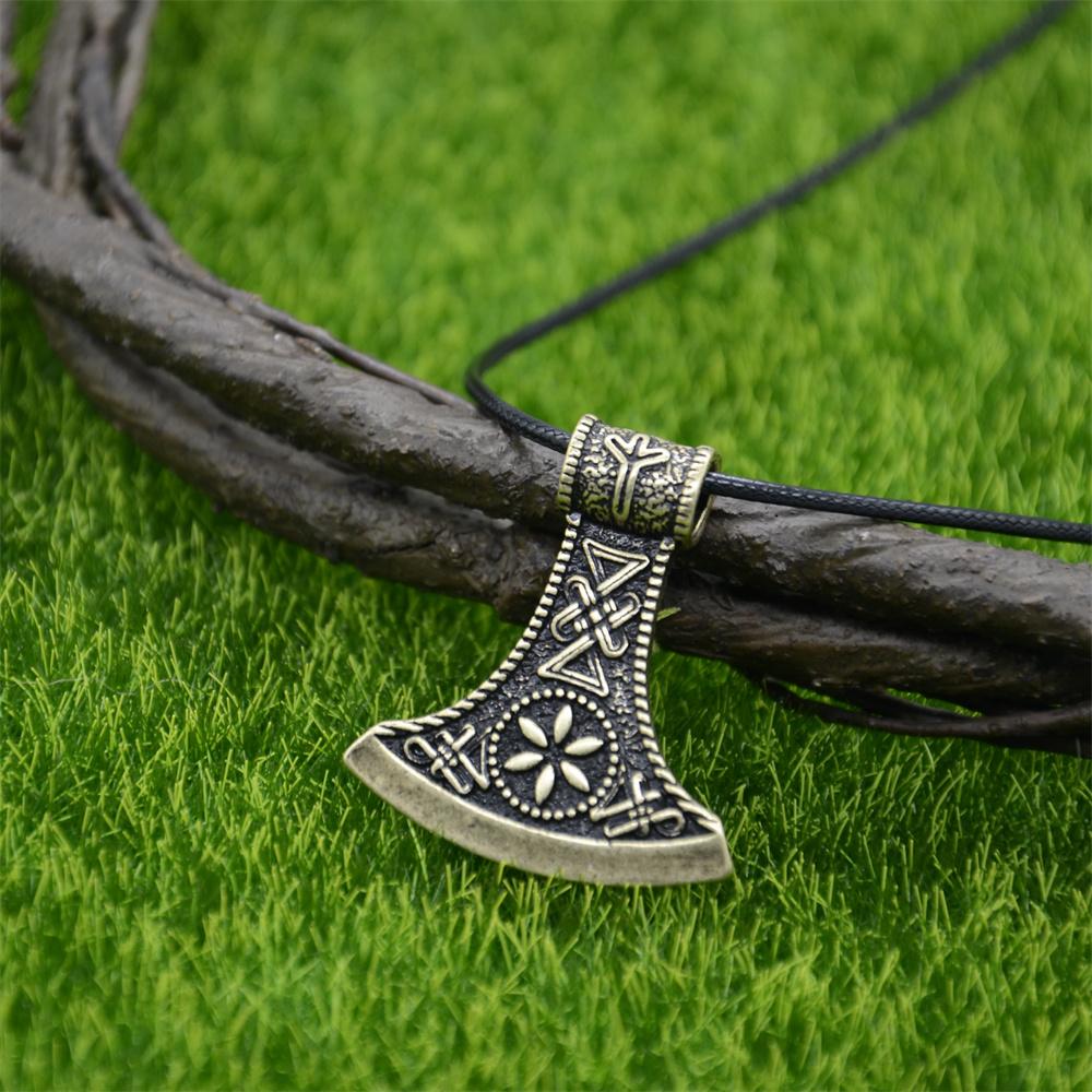 

Slavic Perun Axe Kolovrat Pendant Runic Rune ALGIZ Talisman Pagan Scandinavian Viking Necklace Amulet