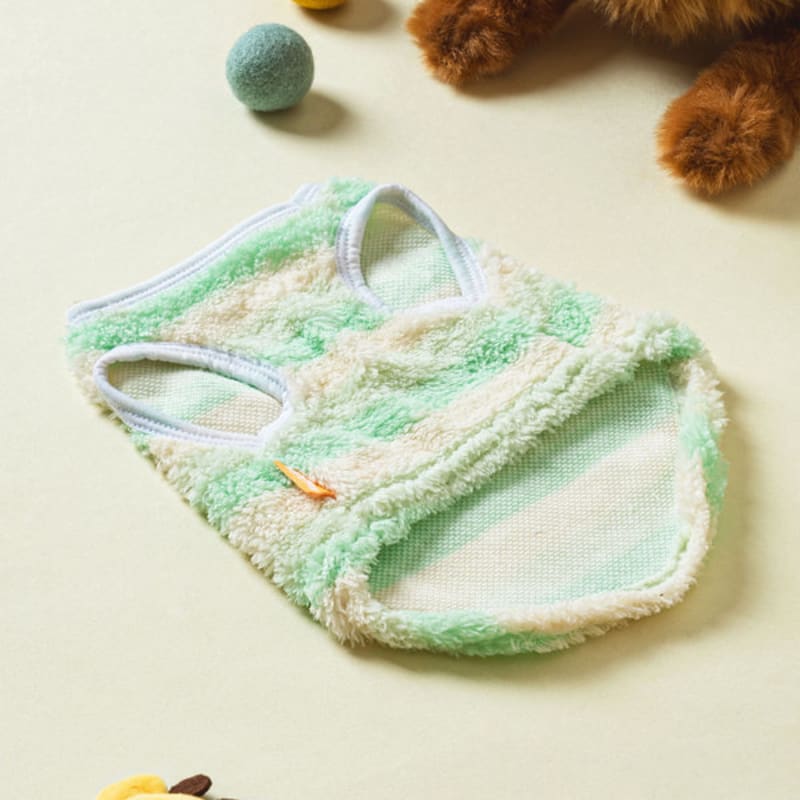 [Pet] Striped Sleeping Vest S Green