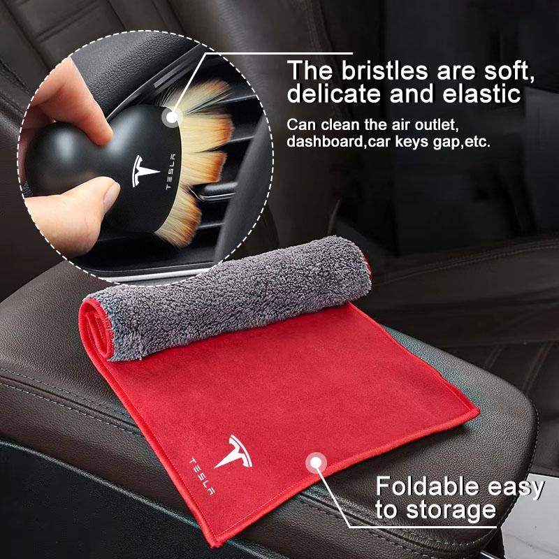 New Car Washing Cleaning Tool Air Conditioner Air Outlet Cleaning Soft Brush For Tesla Model 3 Model S Model X Y Roadster Performance