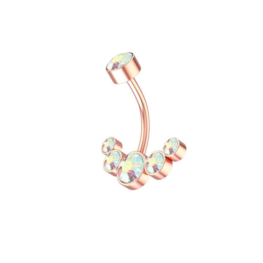 New Stainless Steel Colored Round Zircon Rhinestones Crystal Belly Button Ring Tassel Pendant Belly Button Body Jewelry Piercing