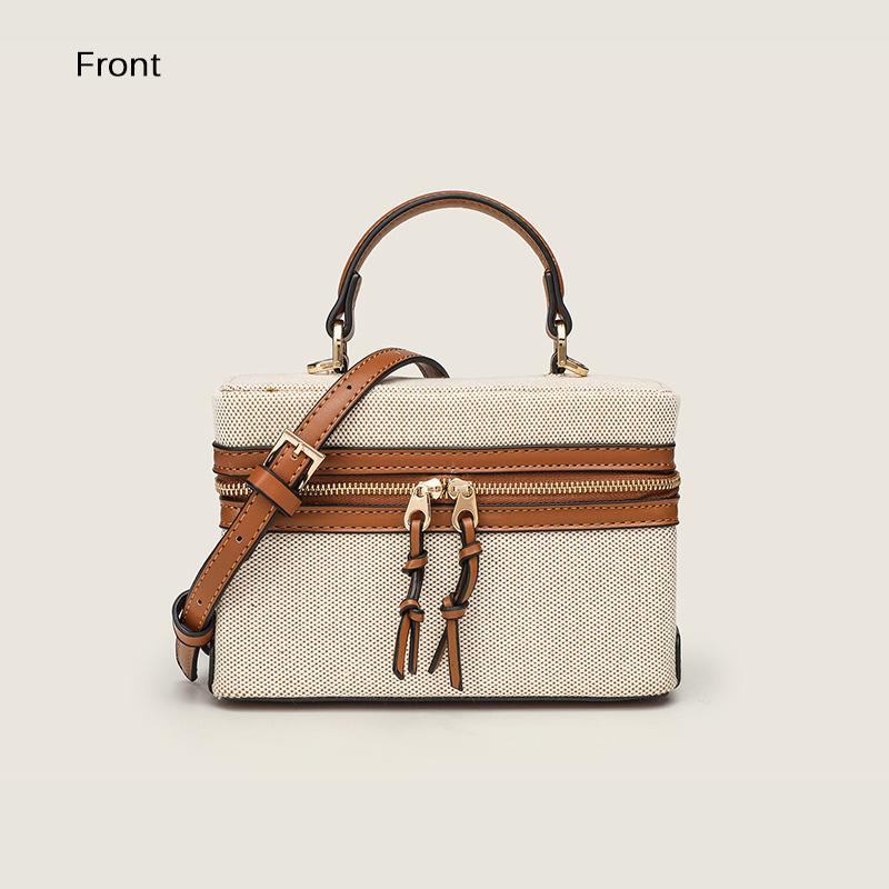 2025 Fashion Small Women Shoulder Bags Branded Style Crossbody Bag Two-way Zip Handbag Two-tone Boxy Cosmetic Bag Makeup Pouch